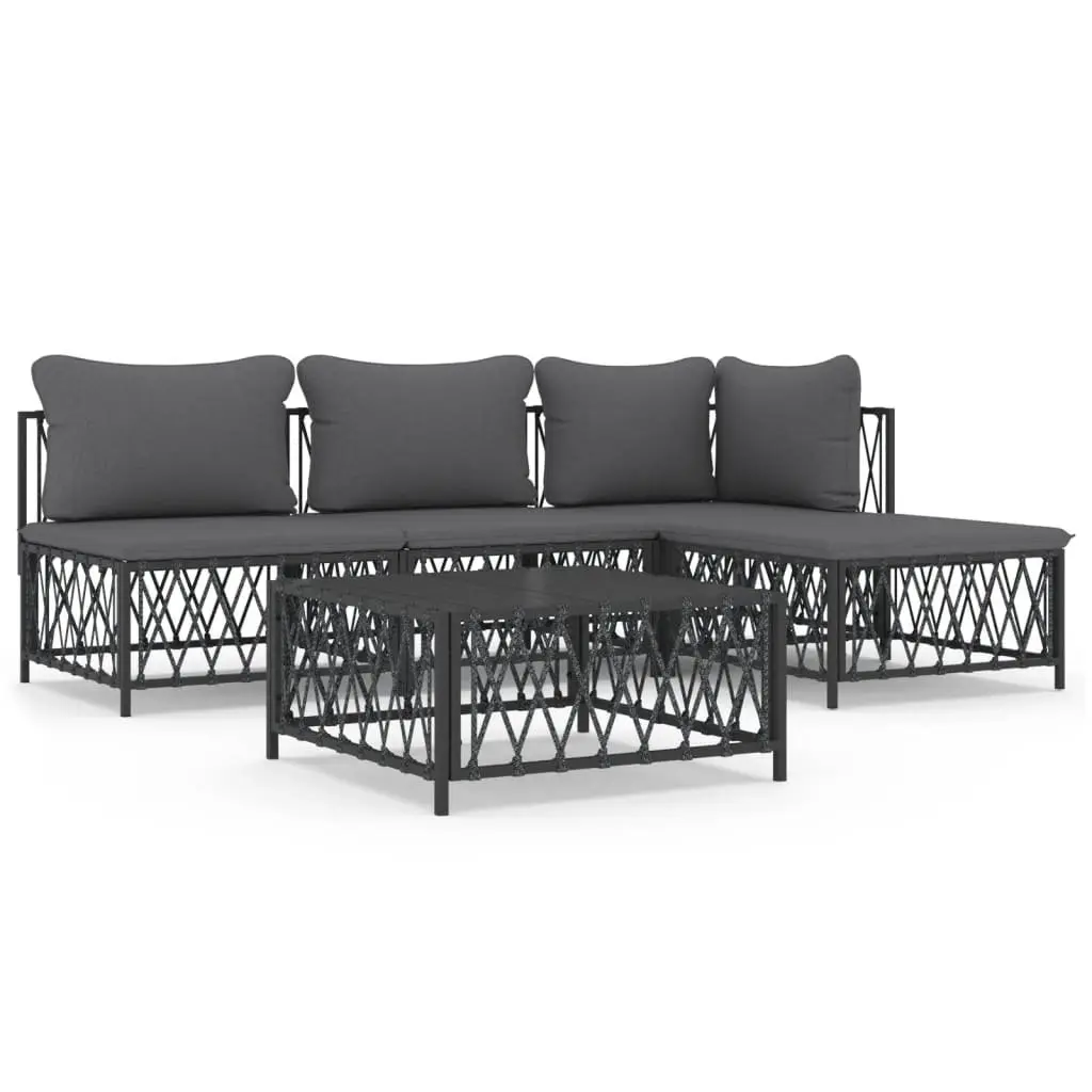 5 Piece Garden Lounge Set Anthracite Outdoor Furniture Modular Sofa with