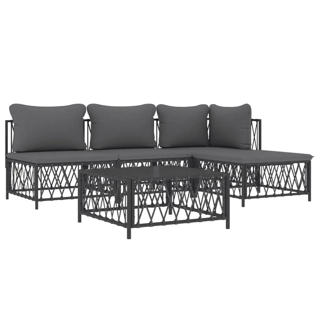 5 Piece Garden Lounge Set Anthracite Outdoor Furniture Modular Sofa with