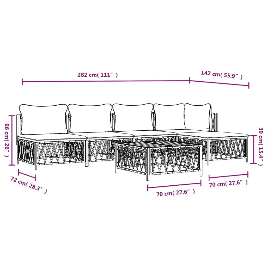 Garden Lounge Set 6 Piece Outdoor Furniture Modular Sofa Cushioned Anthracite