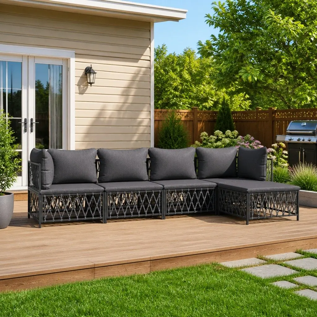 5 Piece Garden Lounge Set Outdoor Furniture Anthracite Modular Sofa with