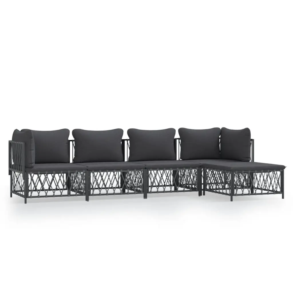 5 Piece Garden Lounge Set Outdoor Furniture Anthracite Modular Sofa with