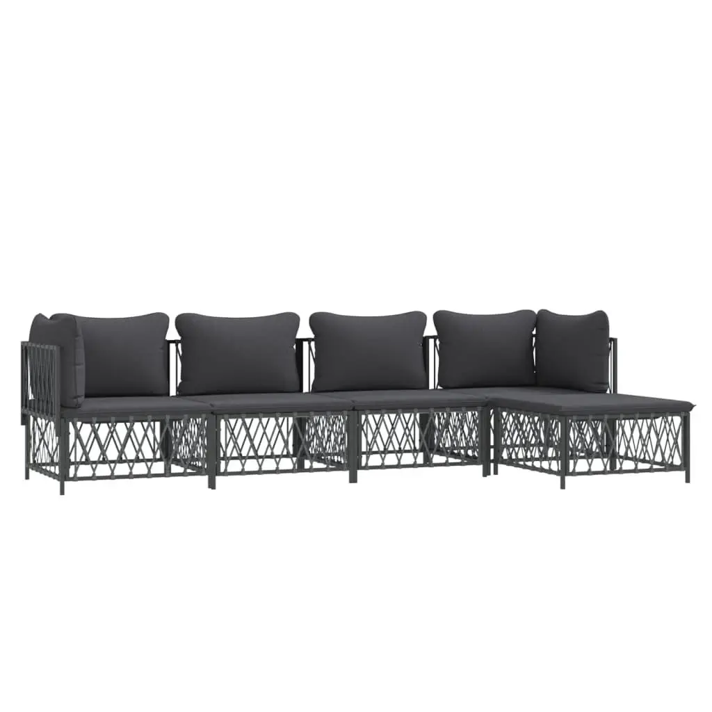 5 Piece Garden Lounge Set Outdoor Furniture Anthracite Modular Sofa with