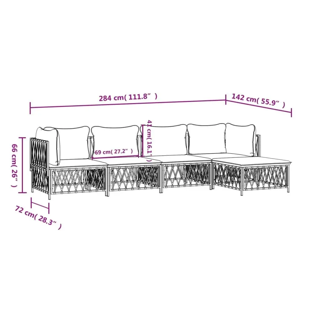 5 Piece Garden Lounge Set Outdoor Furniture Anthracite Modular Sofa with