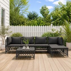 Garden Lounge Set 6 Piece Outdoor Furniture Modular Sofa Anthracite Cushions