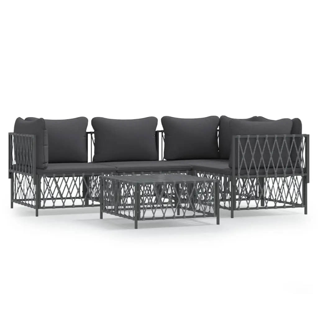5 Piece Garden Lounge Set Anthracite Outdoor Furniture Sofa with Cushions