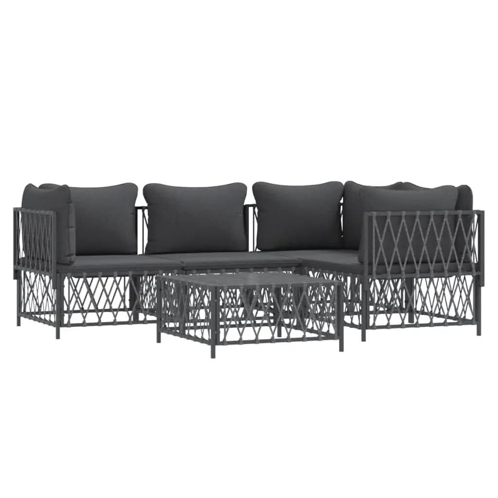 5 Piece Garden Lounge Set Anthracite Outdoor Furniture Sofa with Cushions