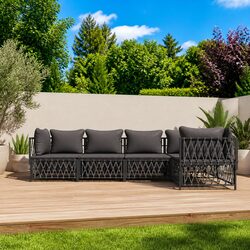 Garden Lounge Set 5 Piece Outdoor Furniture Anthracite Steel Frame with Cushions