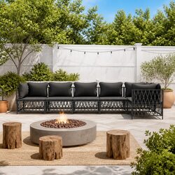 Garden Lounge Set 6 Piece Outdoor Furniture Modular Sofa Cushions Anthracite