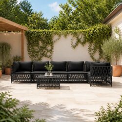 7 Piece Garden Lounge Set Outdoor Furniture Anthracite Steel Frame with Cushions