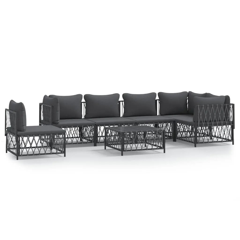 7 Piece Garden Lounge Set Anthracite Modular Outdoor Furniture with Cushions
