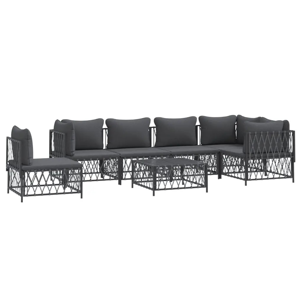 7 Piece Garden Lounge Set Anthracite Modular Outdoor Furniture with Cushions