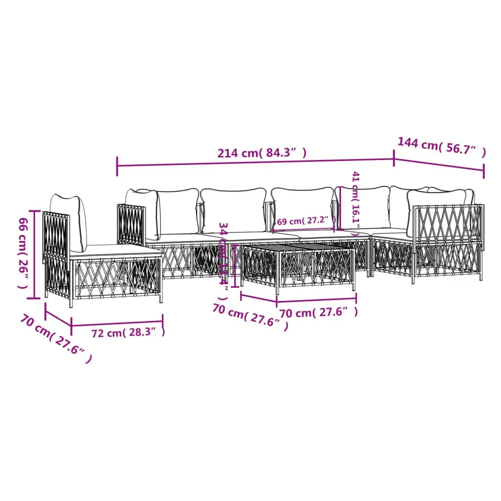 7 Piece Garden Lounge Set Anthracite Modular Outdoor Furniture with Cushions