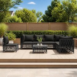 Garden Lounge Set 8 Piece Outdoor Furniture Anthracite Modular Sofa Cushions