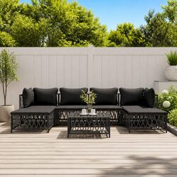 Garden Lounge Set 7 Piece Outdoor Furniture Modular Sofa Cushions Anthracite