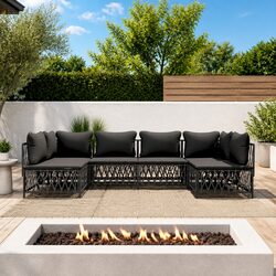 Garden Lounge Set 6 Piece Outdoor Furniture Anthracite Modular Sofa Cushions
