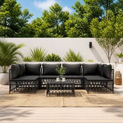 Garden Lounge Set 7 Piece Outdoor Furniture Modular Sofa with Cushions
