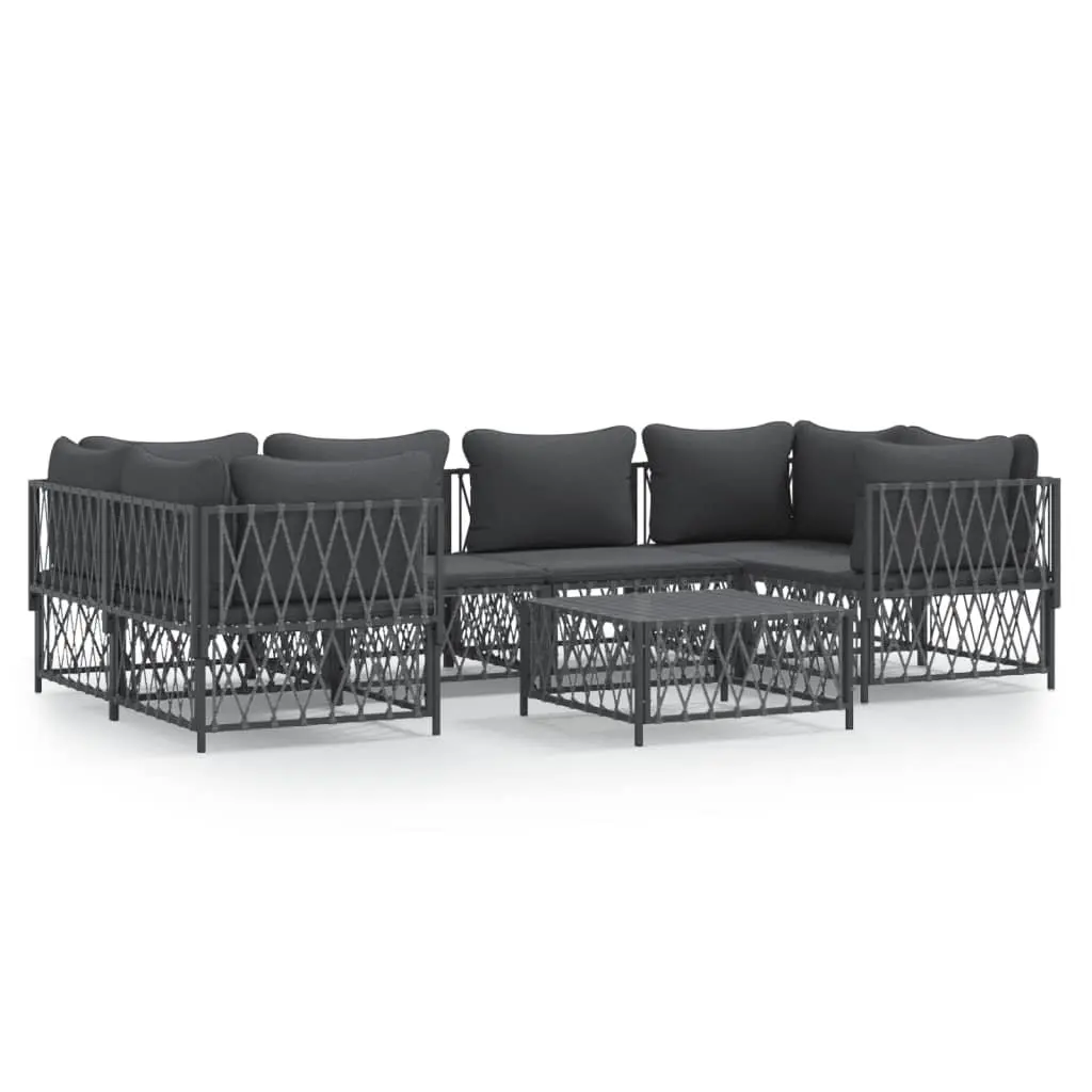 7 Piece Garden Lounge Set Outdoor Sofa Furniture Anthracite with Cushions