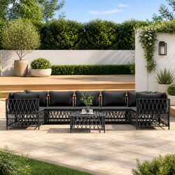 Garden Lounge Set 8 Piece Modular Outdoor Furniture Anthracite Steel Frame