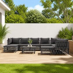 Garden Lounge Set 10 Piece Outdoor Furniture Modular Sofa with Cushions