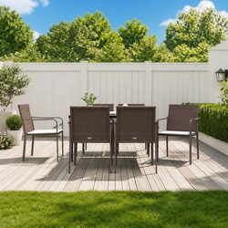 7 Piece Garden Dining Set Outdoor Patio Furniture with Cushions Poly Rattan