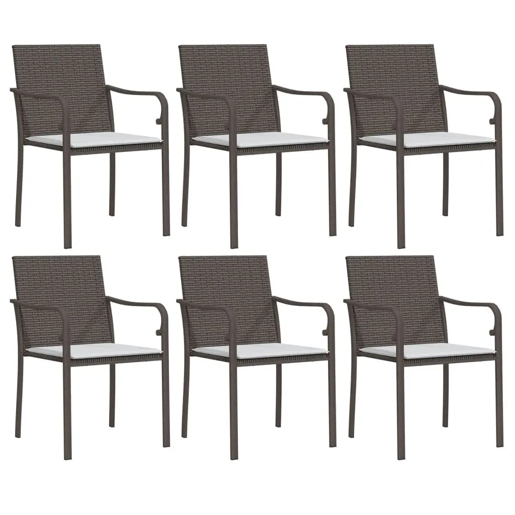7 Piece Garden Dining Set Brown Poly Rattan Steel Frame Patio Furniture with