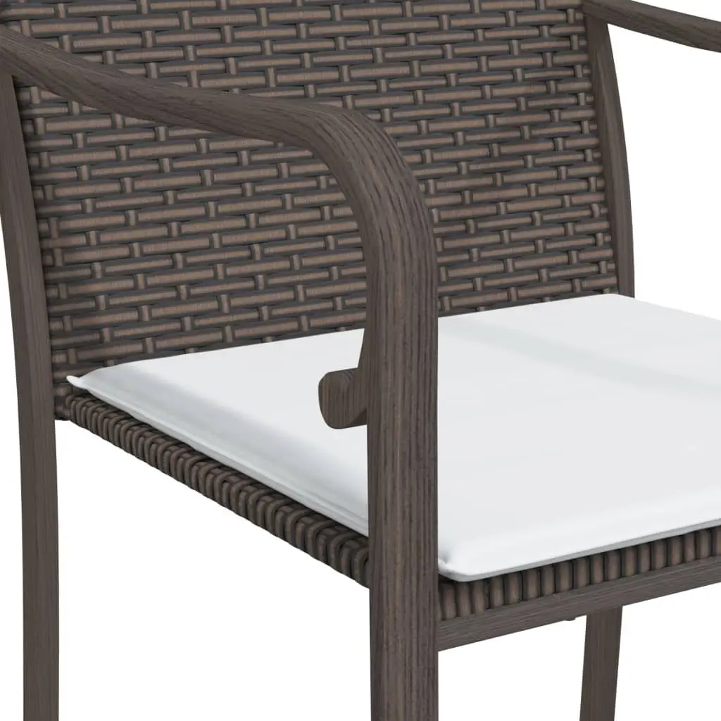 7 Piece Garden Dining Set Brown Poly Rattan Steel Frame Patio Furniture with