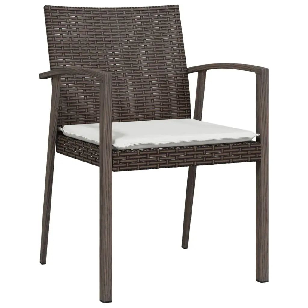 Garden Dining Set Weather Resistant 3 Piece Poly Rattan Steel Frame Brown