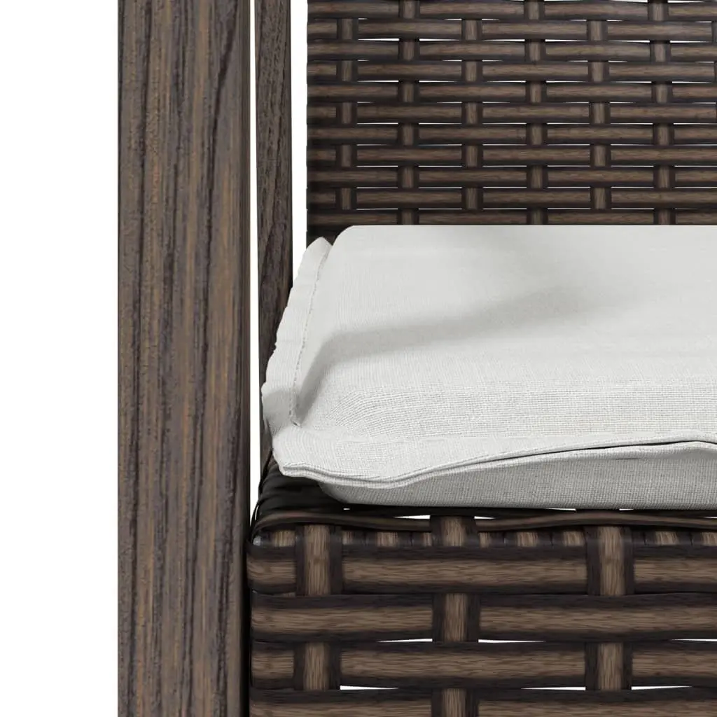 Garden Dining Set Weather Resistant 3 Piece Poly Rattan Steel Frame Brown