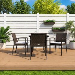 Garden Dining Set 5 Piece Outdoor Furniture Poly Rattan Steel Frame Cushioned