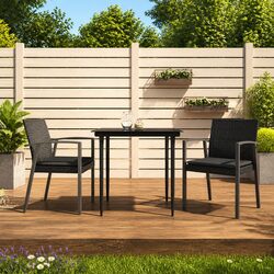Garden Dining Set 3 Piece Outdoor Furniture with Cushions Poly Rattan Steel