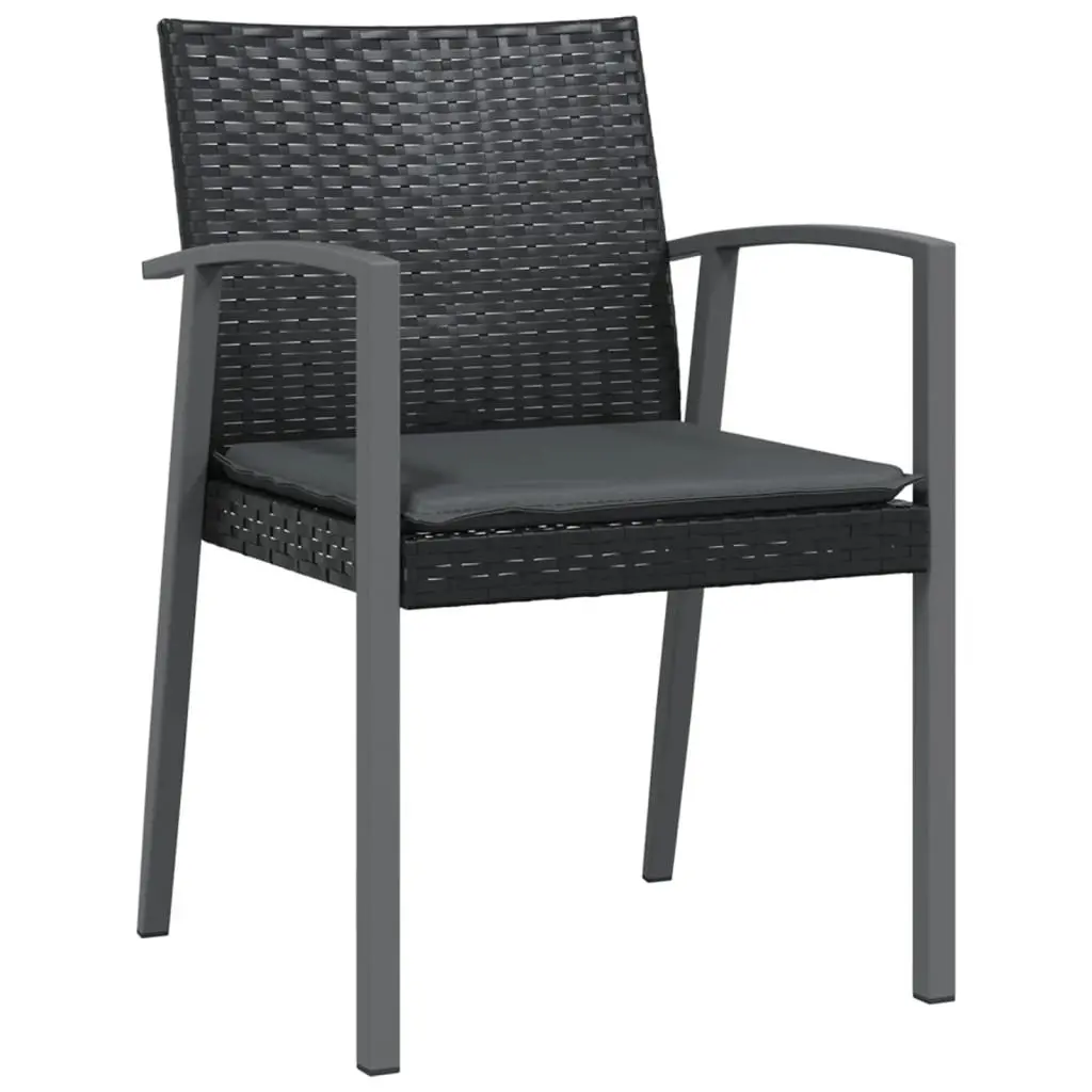 Garden Dining Set 3 Piece Outdoor Furniture with Cushions Poly Rattan Steel