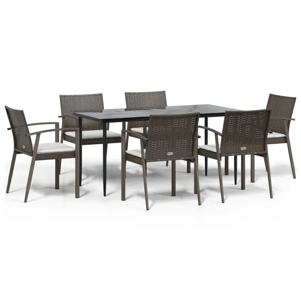 Garden Dining Set 7 Piece Outdoor Furniture Weather-resistant PE Rattan Steel Table Brown