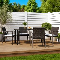Garden Dining Set 5 Piece Outdoor Furniture Poly Rattan Patio Table Chairs