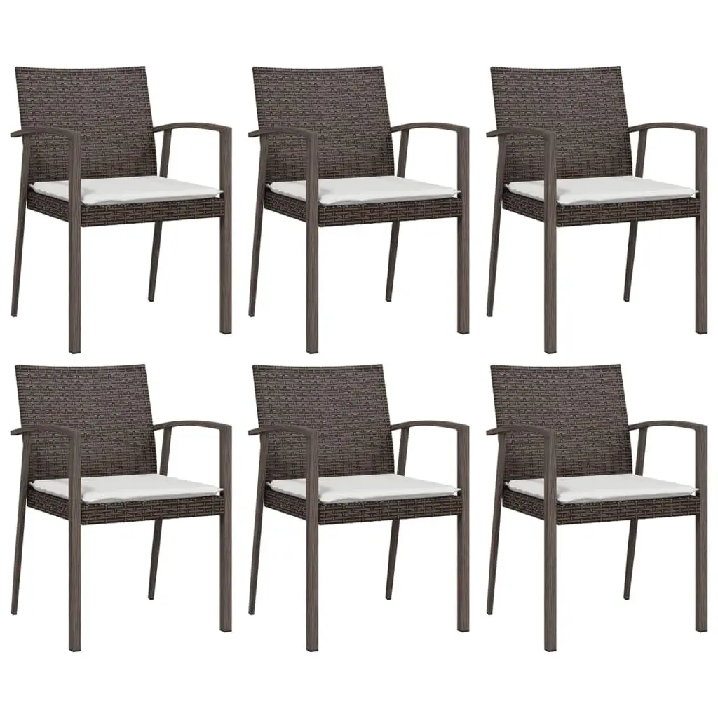 Garden Dining Set 7 Piece Outdoor Furniture Brown Poly Rattan Steel Frame