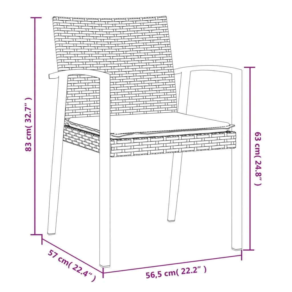 Garden Dining Set 7 Piece Outdoor Furniture Brown Poly Rattan Steel Frame