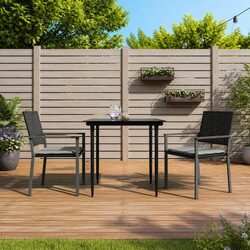 Garden Dining Set 3 Piece Outdoor Furniture with Cushions Poly Rattan Steel