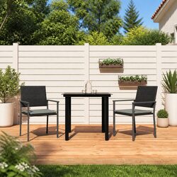 Garden Dining Set 3 Piece Outdoor Furniture Patio Table Chair with Cushions