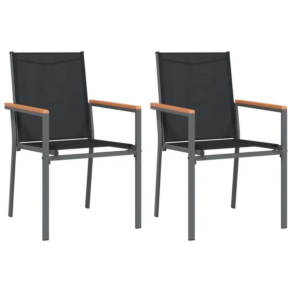 Garden Dining Set 3 Piece Black Outdoor Furniture Patio Table Chairs