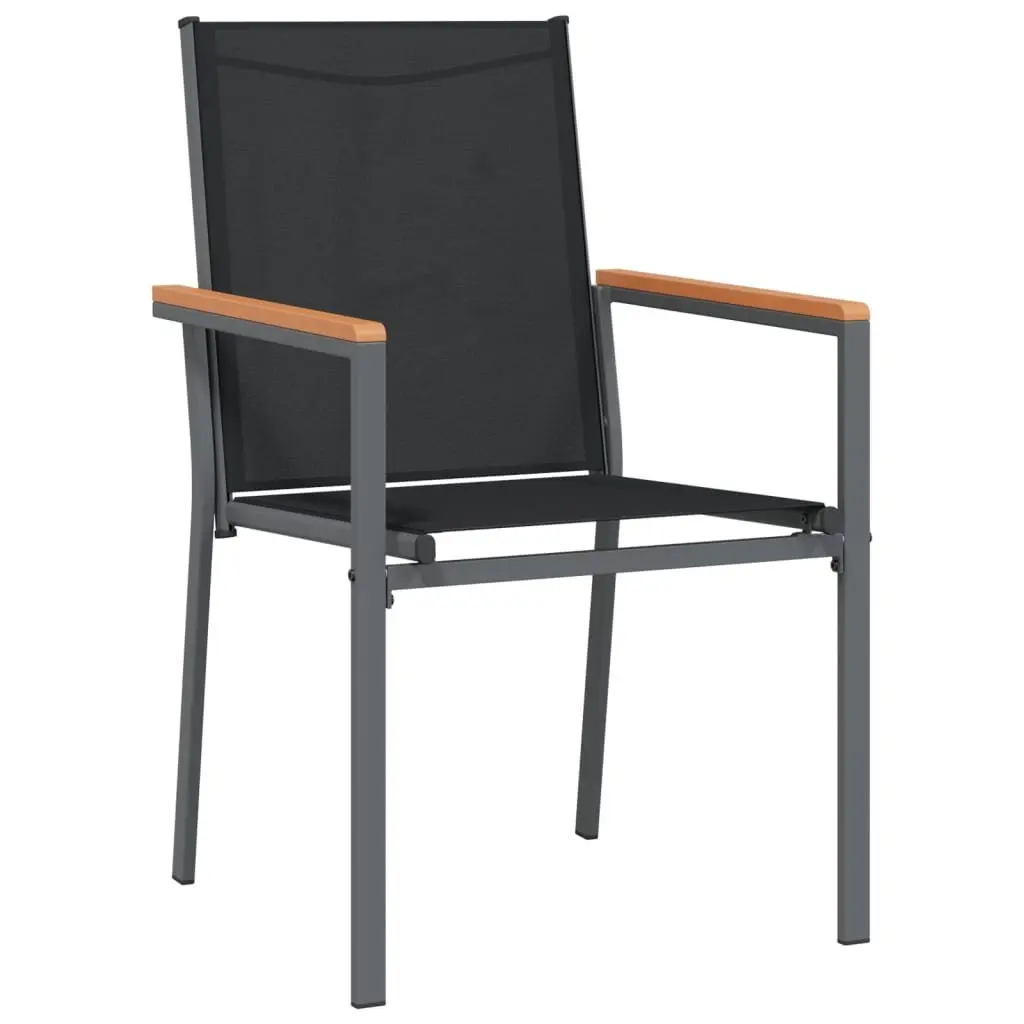 Garden Dining Set 3 Piece Black Outdoor Furniture Patio Table Chairs