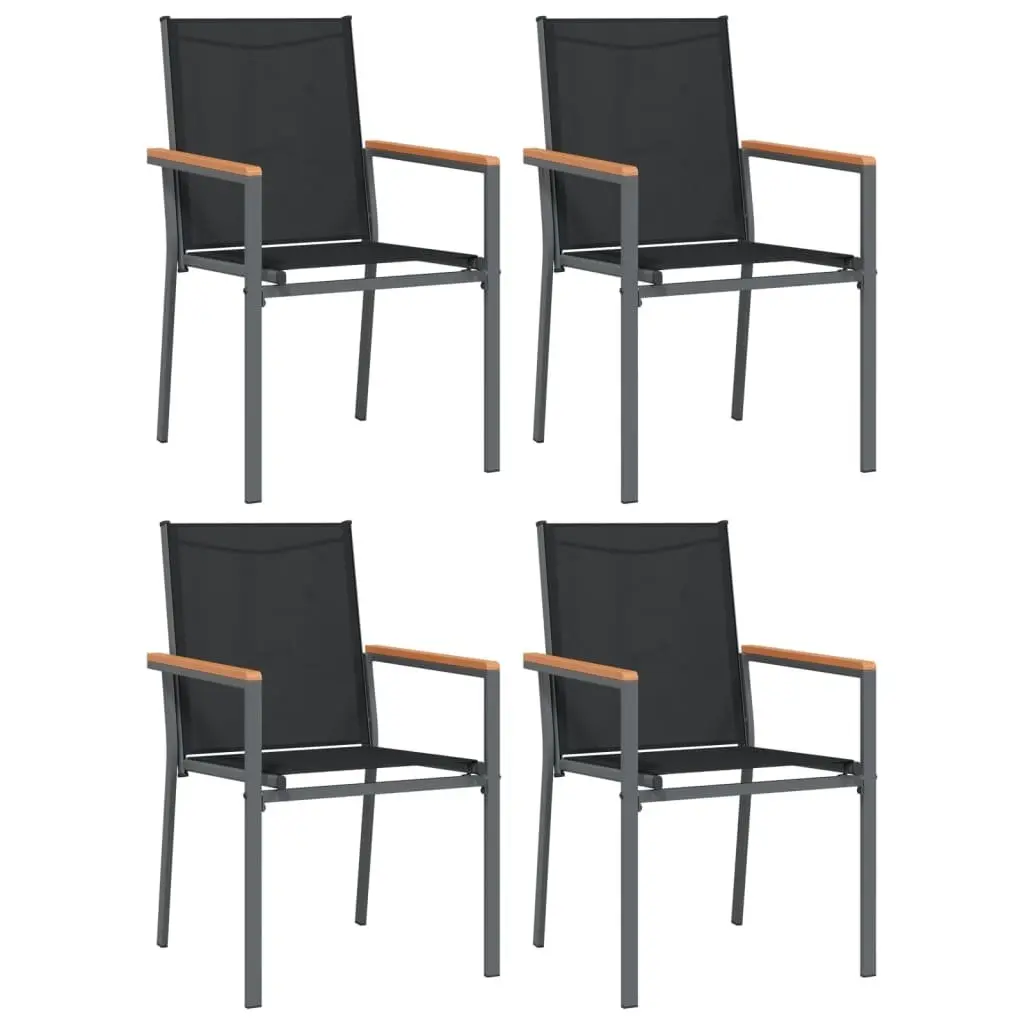 Garden Dining Set 5 Piece Outdoor Furniture Black Steel Textilene Chairs Table
