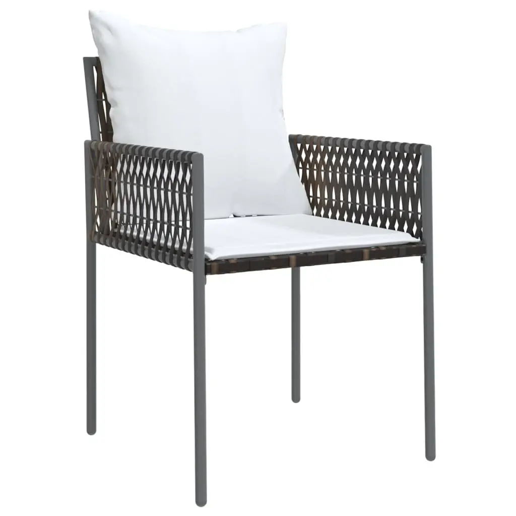 Garden Dining Set 3 Piece Weather Resistant PE Rattan Steel Frame Brown with Cushions