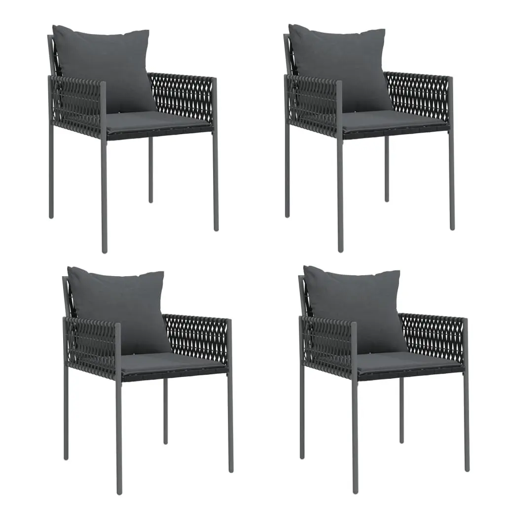 5 Piece Garden Dining Set with Cushions Poly Rattan Steel Outdoor Furniture