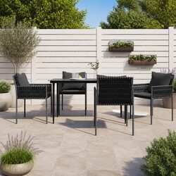 Garden Dining Set 5 Piece Outdoor Furniture Poly Rattan Steel Chairs Table