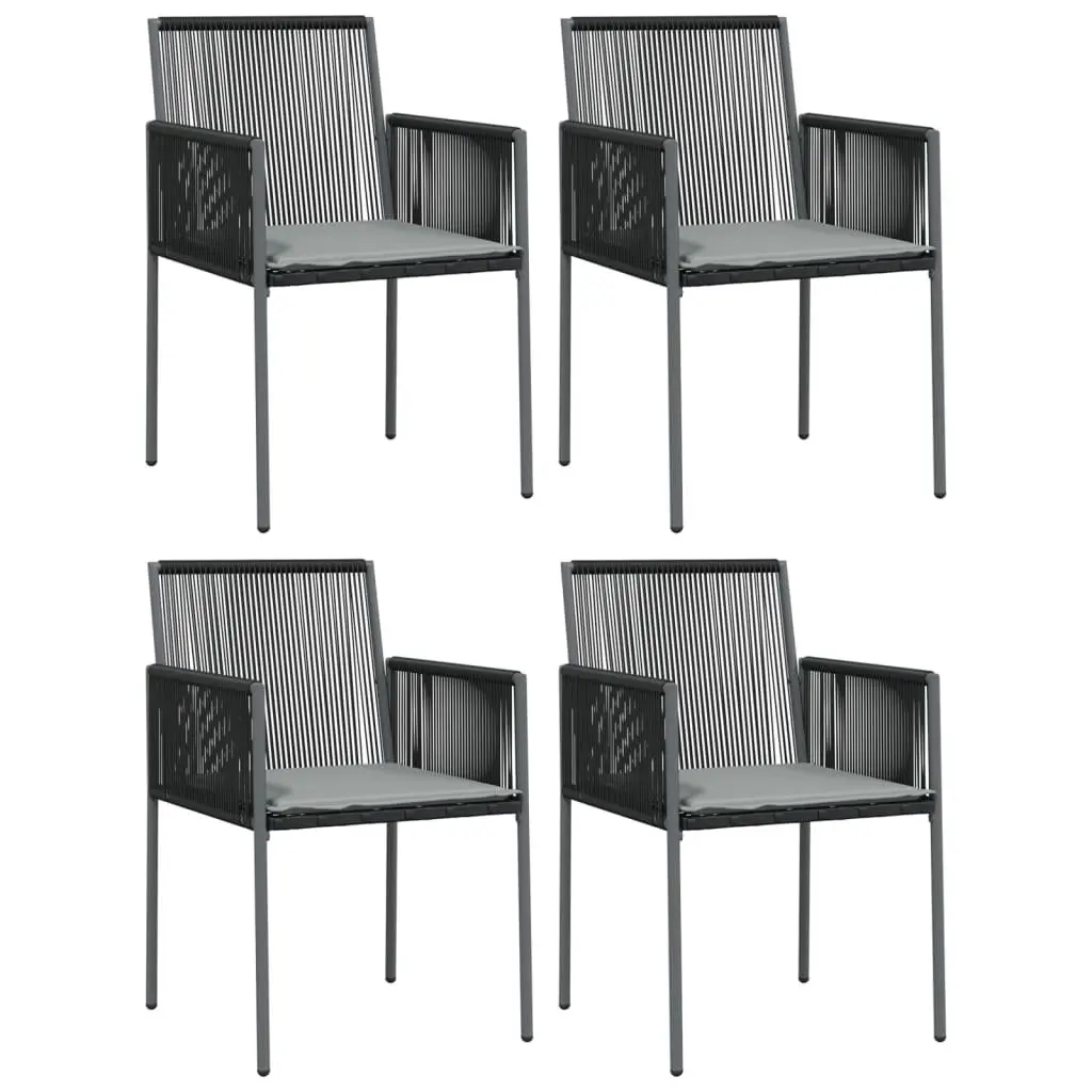 5 Piece Garden Dining Set Outdoor Furniture Black Poly Rattan Steel Frame