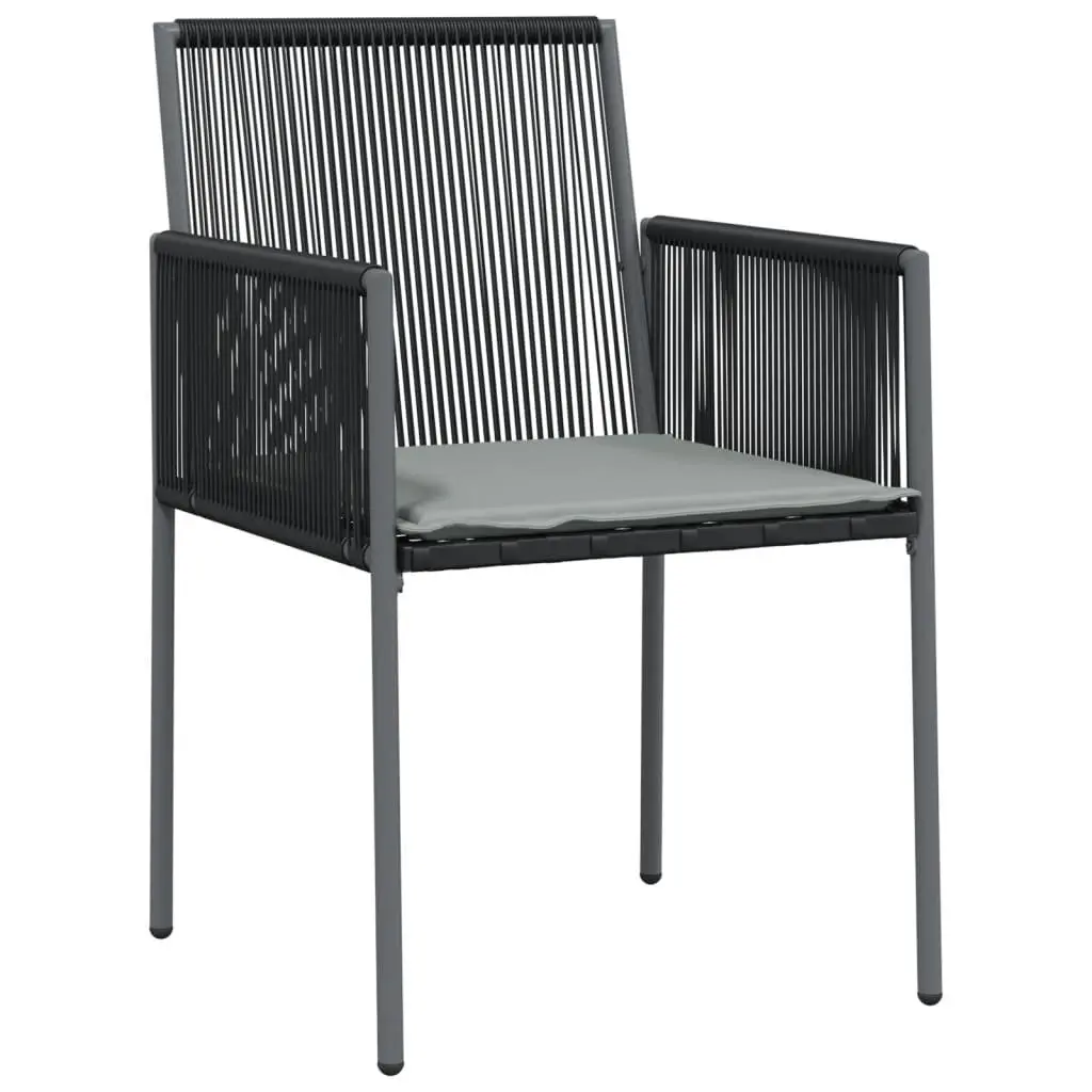 5 Piece Garden Dining Set Outdoor Furniture Black Poly Rattan Steel Frame