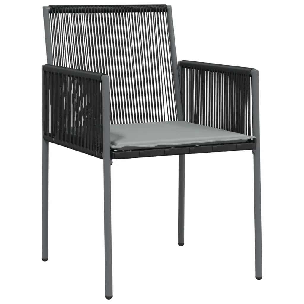 5 Piece Garden Dining Set Outdoor Furniture Black Poly Rattan Steel Frame Chairs