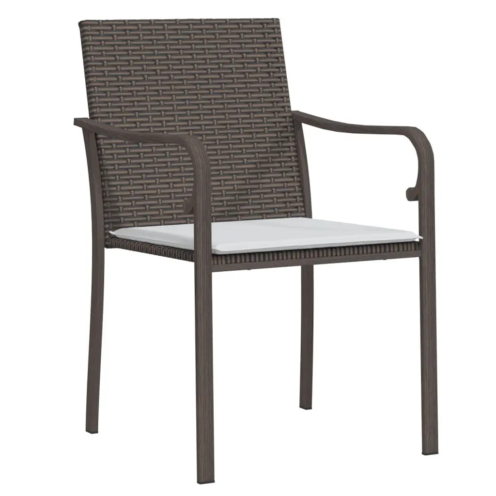 Outdoor Garden Chairs Set 6 pcs Brown Poly Rattan Patio Seating with Cushions