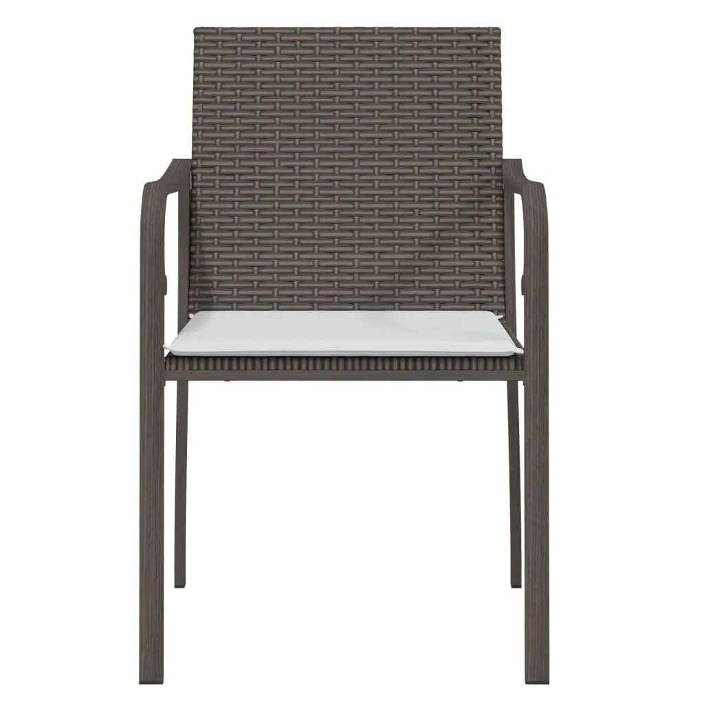 Outdoor Garden Chairs Set 6 pcs Brown Poly Rattan Patio Seating with Cushions