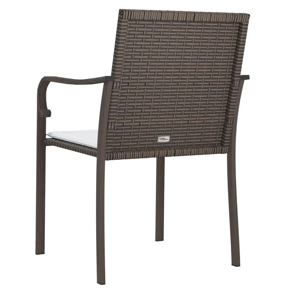 Outdoor Garden Chairs Set 6 pcs Brown Poly Rattan Patio Seating with Cushions