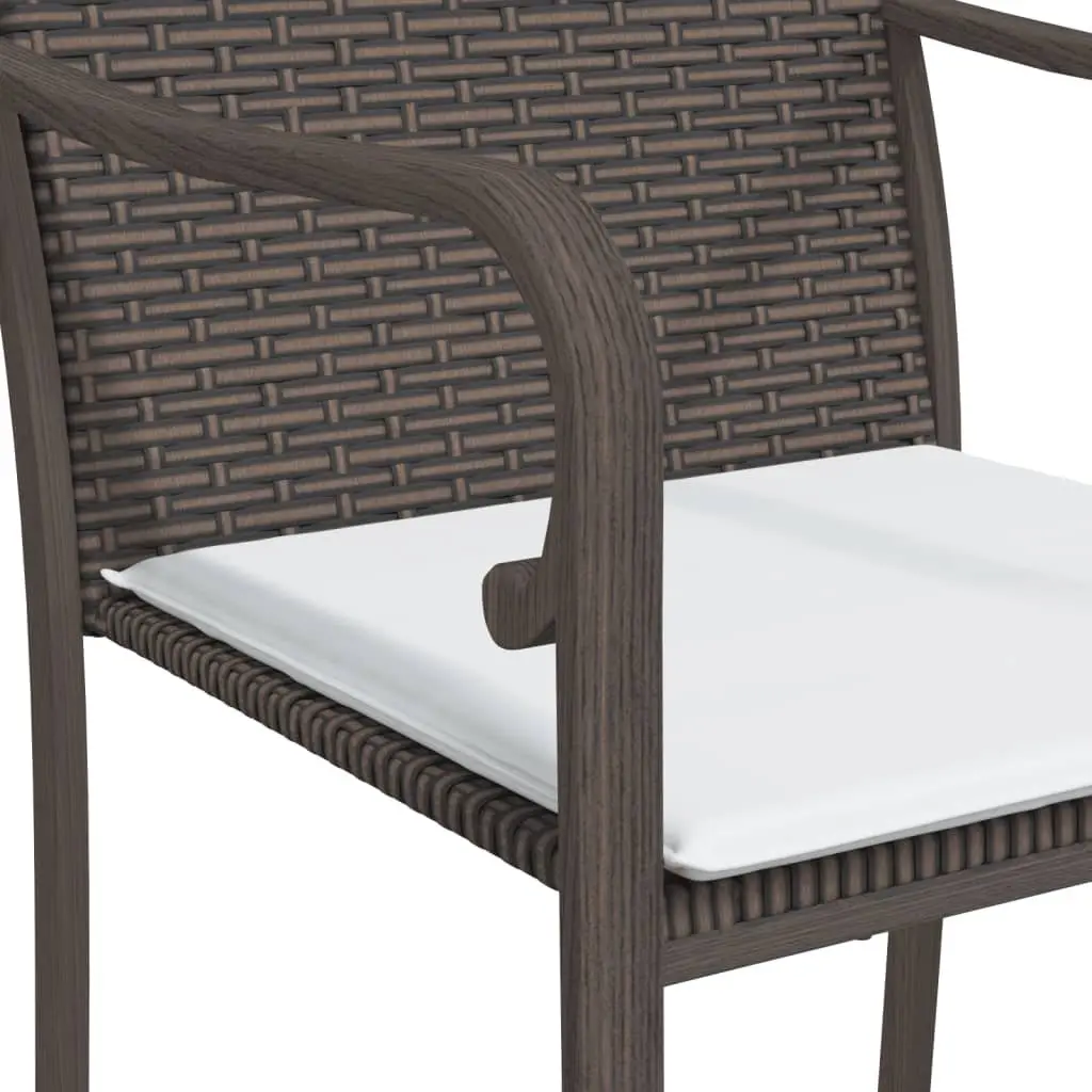 Outdoor Garden Chairs Set 6 pcs Brown Poly Rattan Patio Seating with Cushions